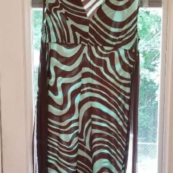 π₯³HPπ₯³Valentino Green & Brown 100% Silk Chevron Dress - Picture 15 of 15